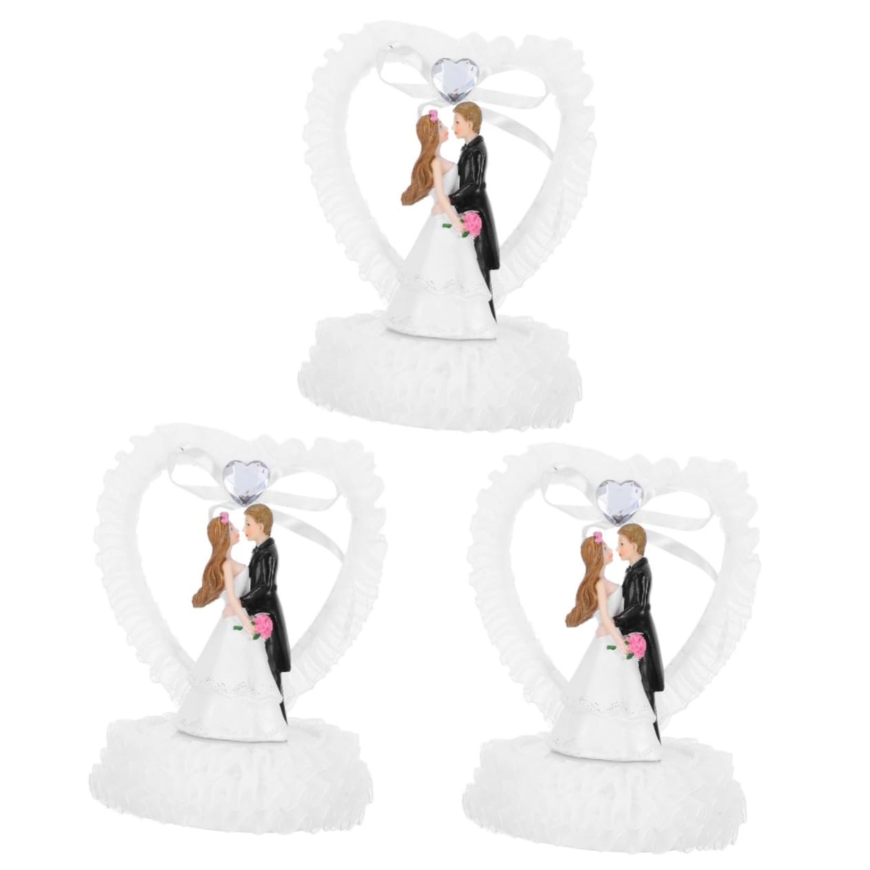PRETYZOOM 3st Hochzeitsdekorationen Herr & Frau Tortenaufsatz Herz-kuchenaufsatz Braut- Und Bräutigamfiguren Desktop-puppen-ornament Tortenaufsatz Für Braut Und Bräutigam ，， Weiß