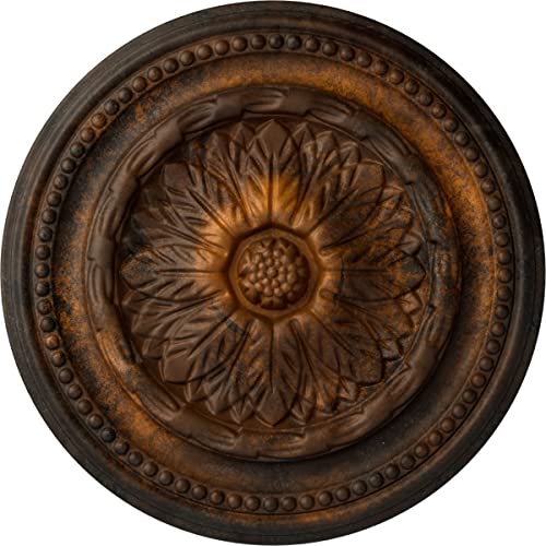 Image of Ekena Millwork CM15CHRUS 15-3 /4 inch x 1-7 /8 inch Chester Ceiling Medallion, Rust