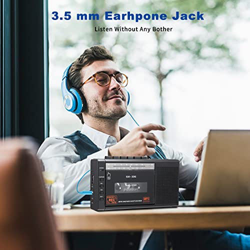 Portable Cassette Player And Recorder , Cassette Tape To Mp3 Digital Converter With Am Fm Radio, Support Usb And Micro Sd Card , Loud Speaker And Microphone Powered By Ac And Aa Battery #TOP6