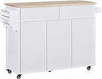 Vista 40 de LUMISOL Carrito de isla de cocina con ruedas de bloqueo con 2 cajones y 4 gabinetes, isla de cocina rodante con estantes ajustables, mesa de madera