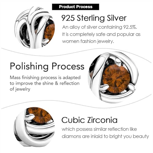 Image of VALGACLS Birthstone Charms 925 Sterling Silver Birthstone Charms
