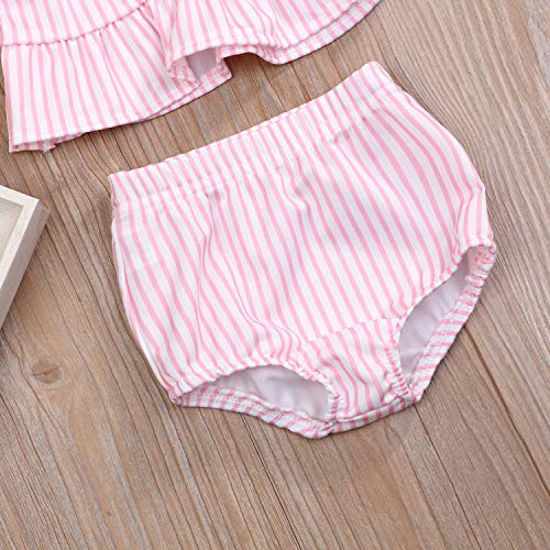 Image of YOUNGER TREE Toddler Baby Girls Summer Swimsuit Sleeveless Striped Swimwear Two-Piece Suit Beach Bikini