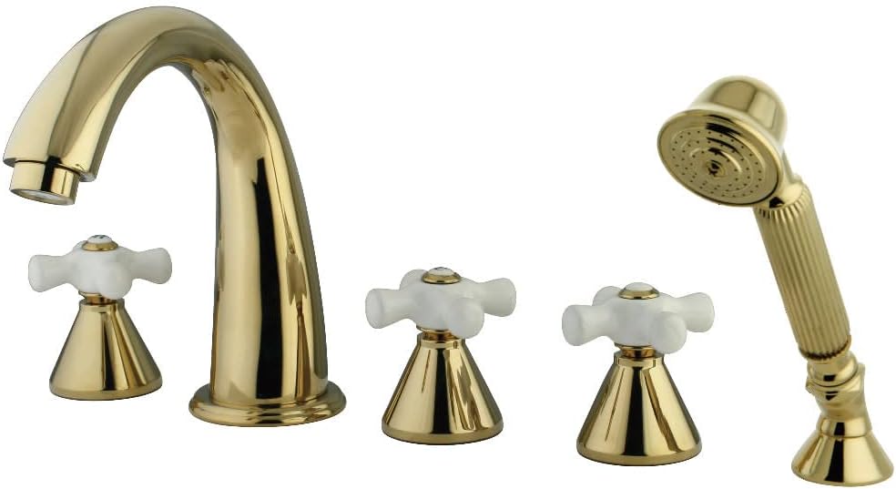 Kingston Brass KS23655PX 5-Piece Roman Tub Faucet with Hand Shower, Oil Rubbed Bronze