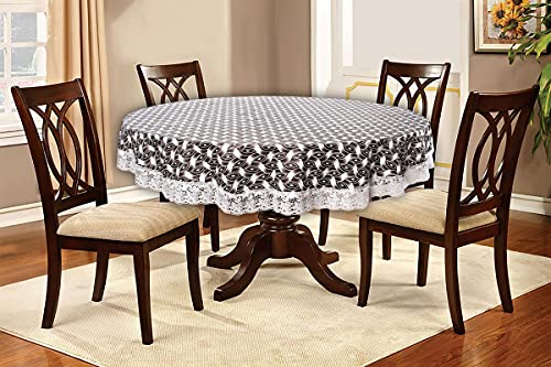 Image of The Furnishing Tree Round Shaped 4 Seater Table Cover WxL 60x60 inches with White Border lace
