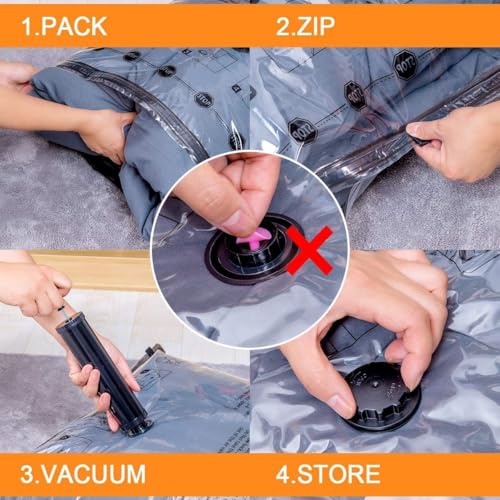 Image of GONGSHI Vacuum Seal Bags for Clothing Travel & Home Storage, Travel Vacuum Bags with Electric Pump,Space Saver for Blankets, Comforters, Pillows, Clothes,28 Combo