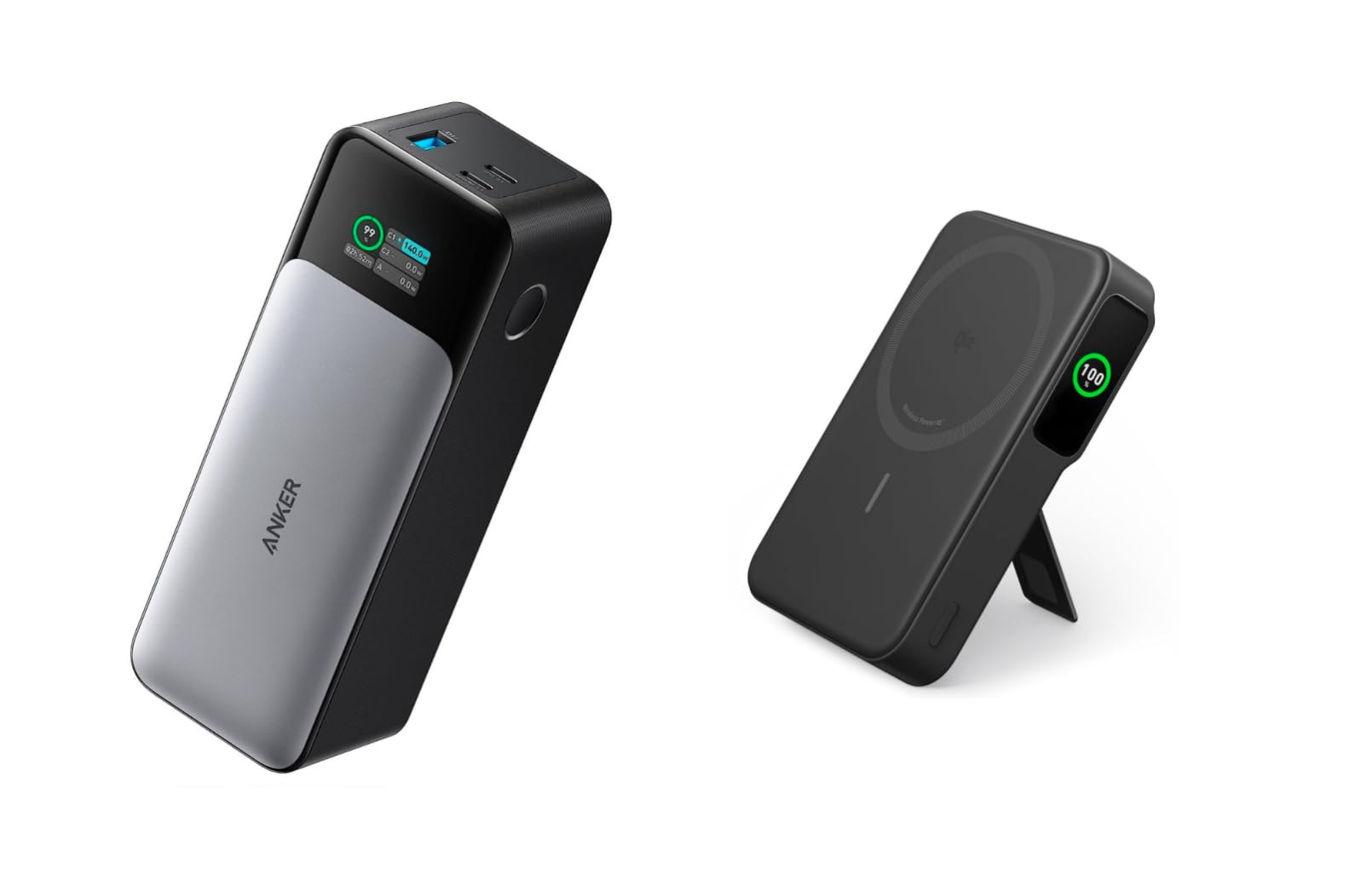 Anker MagGo 15W 10 000mAh Qi2 Power Bank with Smart Display Stand for iPhone 737 Gen 2 Power