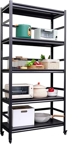Miniatura 8 de HomJoones Estantería de almacenamiento ajustable de 5 estantes, estante de alambre organizador de acero para cocina de carga de 1750 libras, garaje,