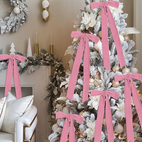Image of Tsorode 10 Yards Pink Velvet Ribbon for Christmas Tree,2 Inch