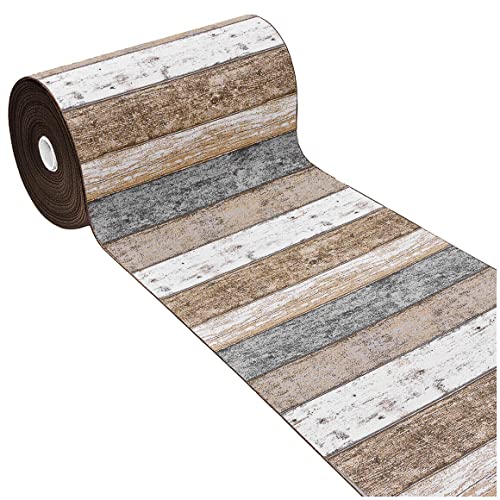 emmevi Tappeto Cucina Parquet Legno Listelli Shabby Chic Passatoia Antiscivolo Lavabile 52x110 Cm Tortora