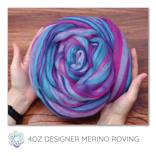 Image of Combed Top Roving. Limited Edition Fiber for Spinning, Needle Felting, Wet Felting, Weaving and Crafting. Colorful Designer Merino, Alicorn Dream