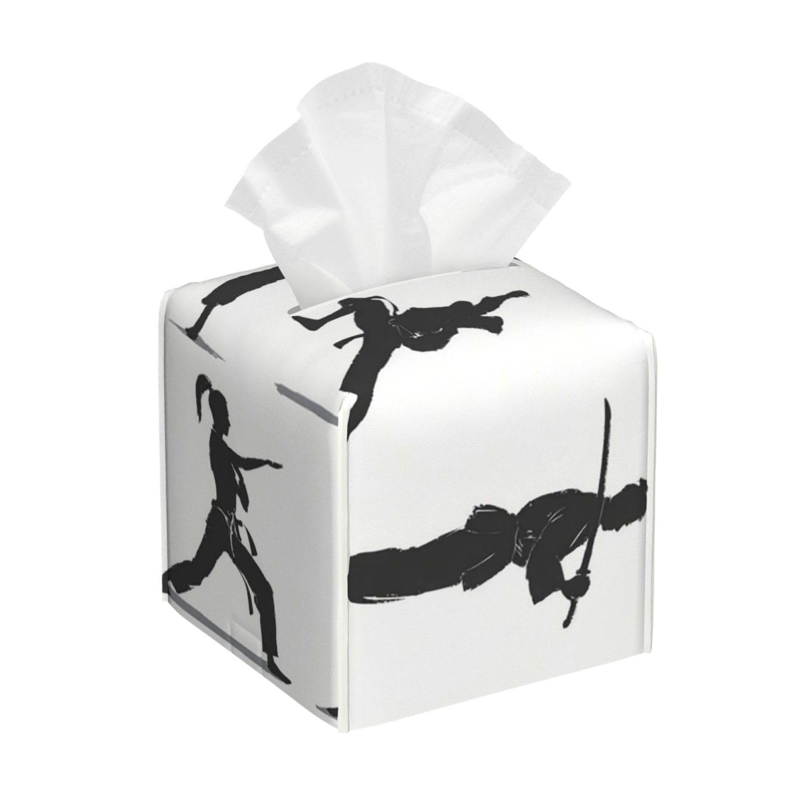 Silhouettes of Martial Arts Tissue Box Cover Square Cube Boxes