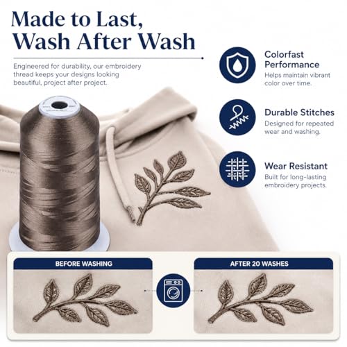 Image of Simthread Embroidery Machine Thread 5000M 40WT Polyester, Mocha S011 | 5000M 40WT polyester thread feeds smoothly for home or commercial embroidery projects.