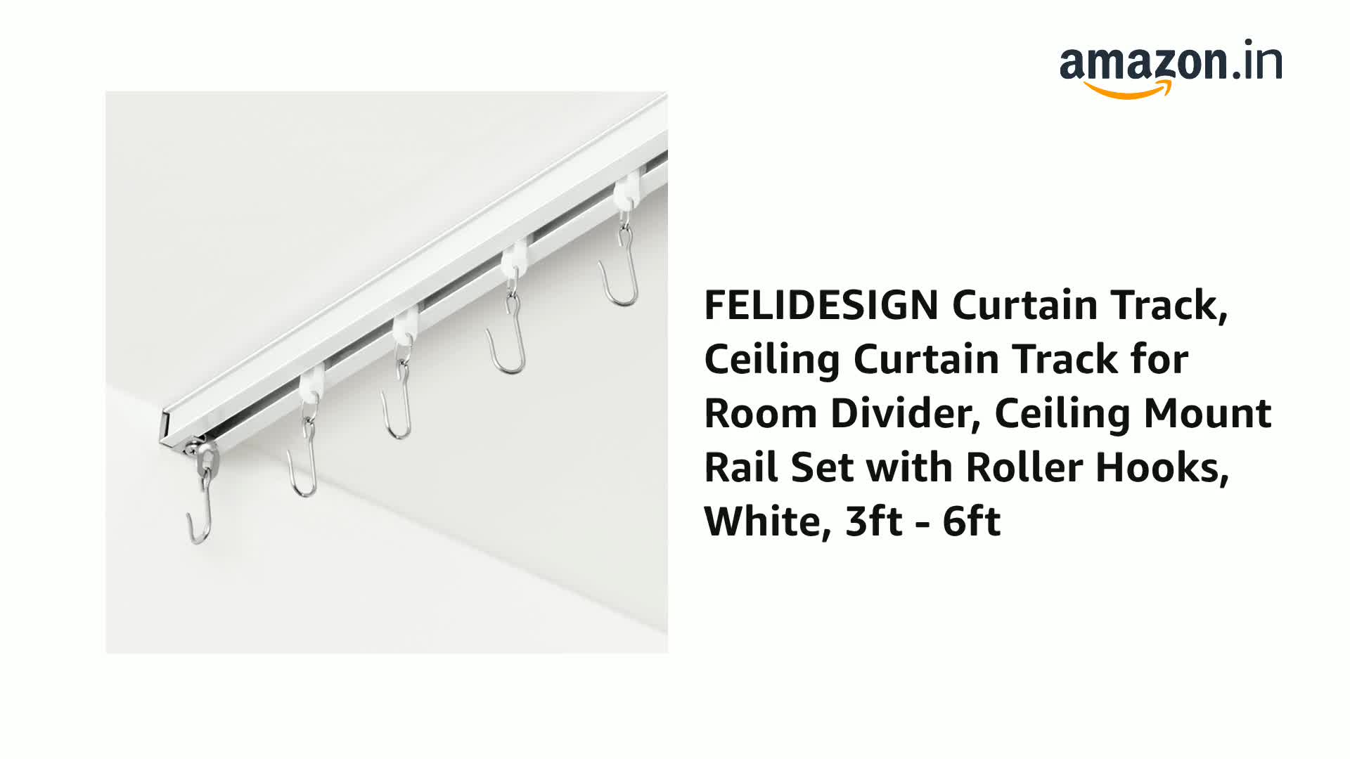 Bendable Ceiling Curtain Track For Bay Window, 5M/16.4FT Flexible Curved Curtain Rail Ceiling Wall Mount Heavy Duty Plastic Curtain Rails Track System