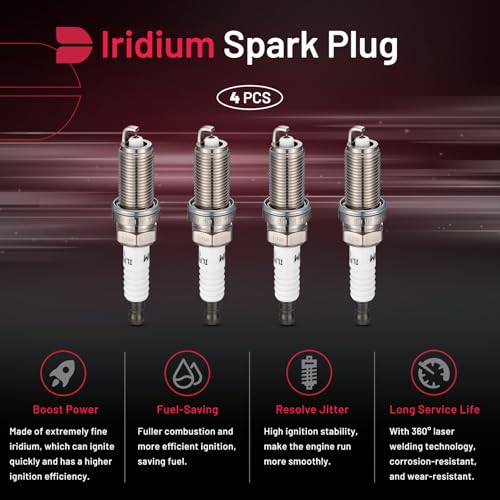 Image of BDFHYK 3417 Iridium Spark Plugs Compatible with INFINITI FX35,Compatible with Jeep Cherokee,200,Challenger Dart,Santa Fe,Optima,350Z, Ram 1500 2.0L 2.5L 4.0L L4 V6 V8 Set of 4