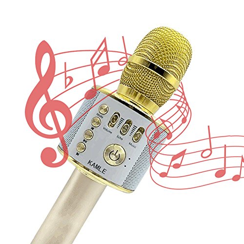 Kamle Microphone sans fil Bluetooth karaoké, 3 en 1 handless portable Bluetooth Home KTV Player, qualité audio supérieure compatible avec téléphone/Android/iOS, PC ou smartphone