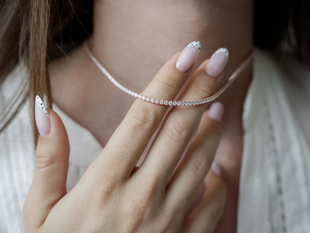 Olivie Damen Tennis Choker Silber 925 rosévergoldet Zirkonia
