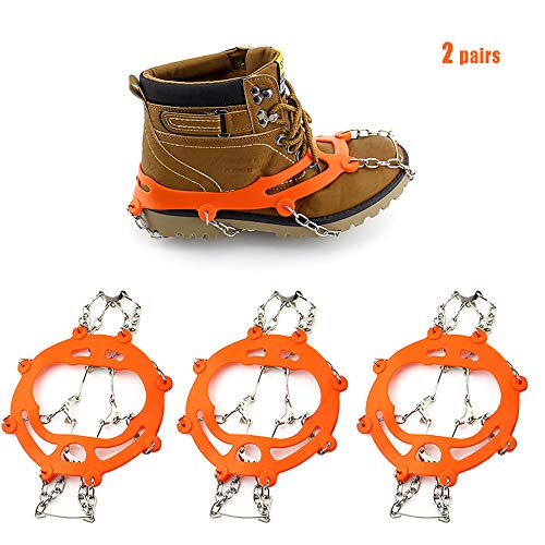 HJJH 10 Puntas, empuñaduras de Hielo y Nieve, micrófonos crampones empuñaduras de Nieve, Trotar o Caminar Sobre Nieve y Hielo, 2 Pares (Excepto los Zapatos),L