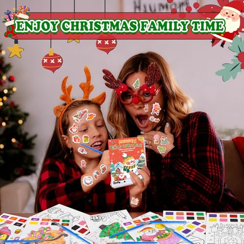 Image of Yeolepor Christmas Crafts for Kids Toddlers Paint with Water Book & Sticker