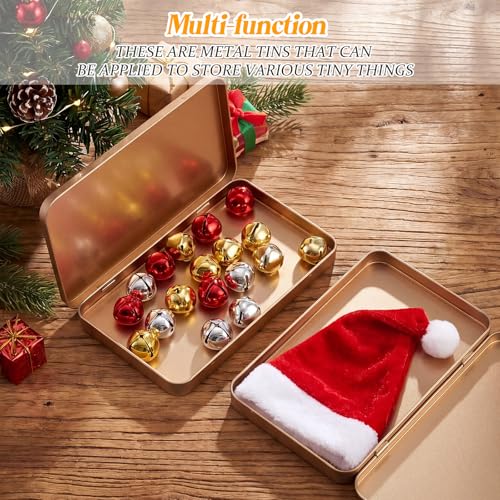 Image of Geiserailie 2 Pack Rectangular Metal Tin Box with Lid Metal Hinged Lid Tin Mini Paint Storage Box Empty Container Storage for Watercolor Jewelry Pen Candy Craft Organizer 7.0 x 4.2 x 0.6'' (Rose Gold)