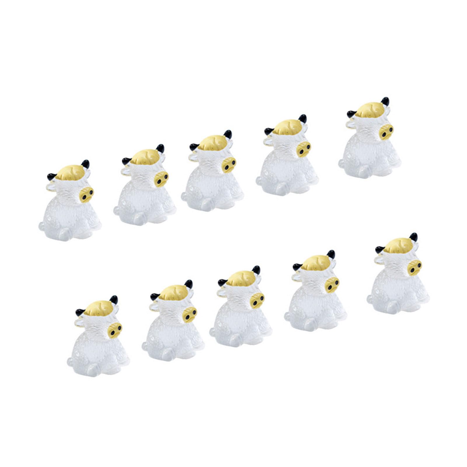 Elnwnnkc Lights Minis Resin Cow Figurines Bulk Resin Miniature Highlands Cow Sculpture Ornament Cake Decorations Dollhouses Accessories Fairy Garden Accessories Bulk