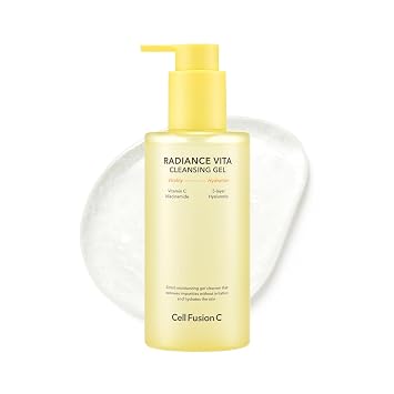 Cell Fusion C Radiance Vita Cleansing Gel, Vitamin C + BHA + 5 Hyaluronic Acids - Gel to Foam Daily Face Wash, Brightens & Exfoliates, 6.76 fl.oz / 200ml - skincare for face