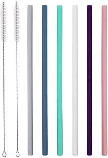 Senneny Set of 6 Silicone Drinking Straws for 30oz and 20oz - Reusable Silicone Straws BPA Free Extra Long with Cleaning B...