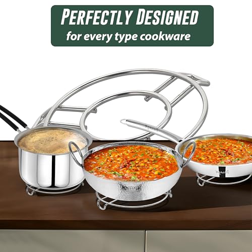 Image of Unify 6 Pieces Stainless Steel Trivets Hot Pot Mat Stand for Kitchen Utensil Vessel Holder /Dining Table /Cooker Ring /Cooling Steaming Rack Stand /Round Pads Holder Cookware Fit