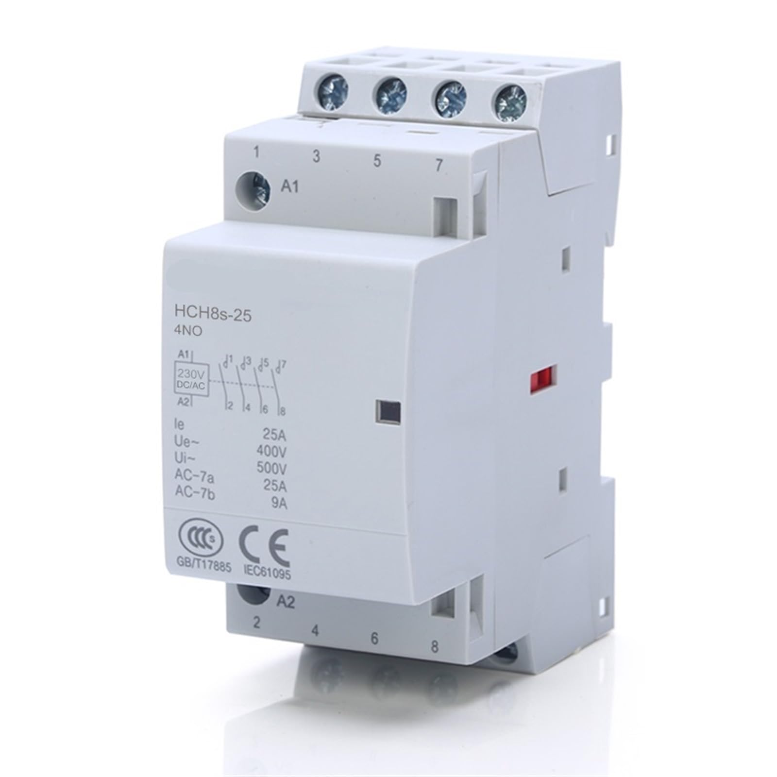 HCH8s-25 Contactor DC24V DC230V bobina AC230V 25A 4NO Contactor Modular automático Tipo de carril Din 1 Uds(25A 4NO DC24V)