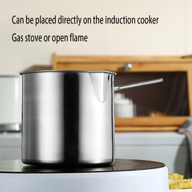 Image of 1200ml Deep Frying Pot with Strainer Basket | Stainless Steel Pan with handle | Ideal for Frying French Fries /Chicken /Wings /Shrimp /Boiling Butter /Sauce /Gravies /Pasta