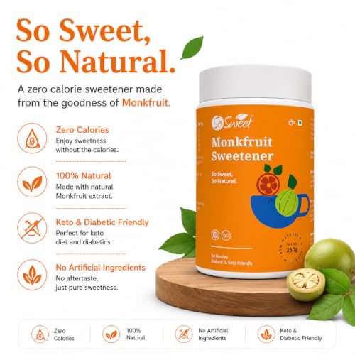 Image of So Sweet Monk Fruit Natural Zero Calorie Sweetener 750gm Pack of 3 (250g Each)