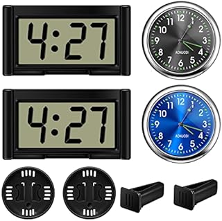 4 Pcs Mini Digital Clock Small Digital Clock Battery Operated Car Dashboard Clock Tiny Vehicle Adhesive Clock Luminous Car Vent Clocks with 2 Pieces Car Air Vent Clip for Car Truck Motorcycle