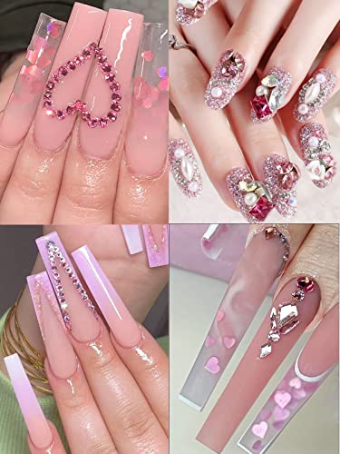 Nail Art Rhinestones Kit Pink Ab Crystal Nail Gems Stones Flatback, Wsimily 1620 Pcs Shiny Mixed Nail Rhinestones Beads For Diy Manicure Decor Craft With Tweezers Storage Organizer Box Picker Pencil #TOP5