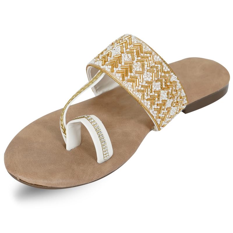 Image of DFR Flip Flops for Women Daily Use Comfortable Ethnic Embroidered Girls Slippers flipflops chappals