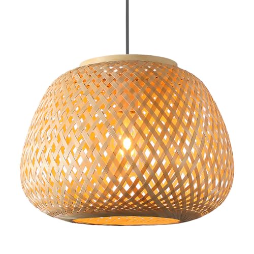 YGZPALH Lampade A Sospensione Moderne Tessute A Mano Lampada A Sospensione in bambù Intrecciato A Mano, Lampada A Sospensione A Cesto di Vimini Illuminazione Montata A Semi A Filo