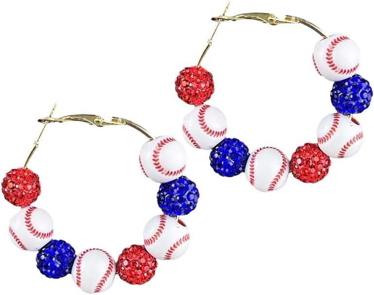 Women's Funny Ball Beaded Earrings Glittering Colorful 3D Baseball Earrings Sports Lovers Accessories Gifts Game Day Jewelry Baseball Mom Accessories