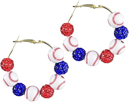 Funny Baseball Hoop Earrings for Women Blingbling 3D Baseball Sports Lover Earrings Baseball Mom Earrings Sport Ball Home Run Play Ball Accessories Jewelry