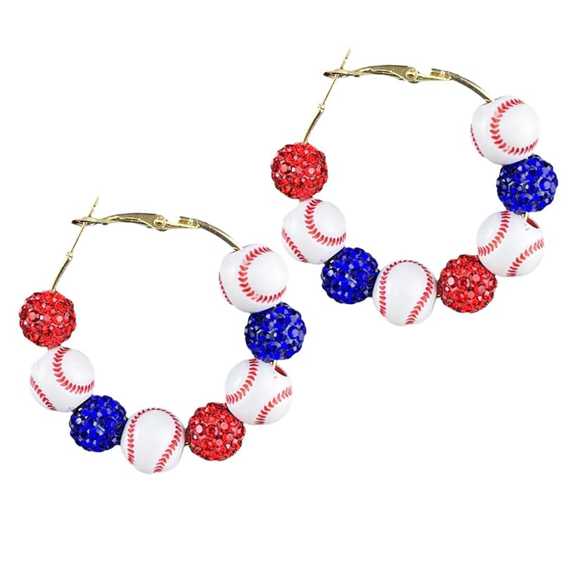 Funny Baseball Hoop Earrings for Women Blingbling 3D Baseball Sports Lover Earrings Baseball Mom Earrings Sport Ball Home Run Play Ball Accessories Jewelry