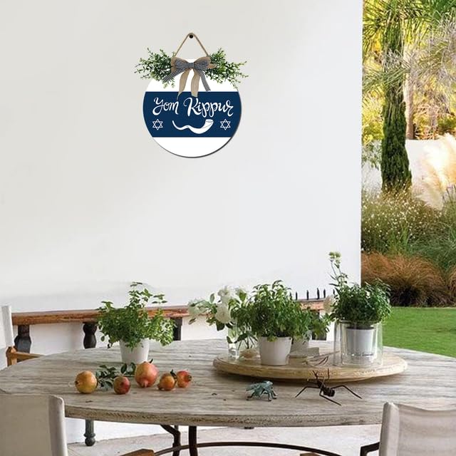 Cartello In Legno Happy Rosh Hashanah 30x30 Cm Con Corda Di Iuta - Decorazione Murale Per Porta, Parete, Casa, Esterni - 5
