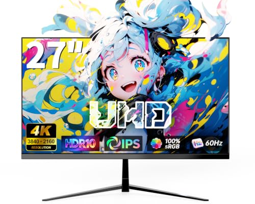 Image of 27 Inch 4K UHD Computer Monitor, IPS Ultra HD 60Hz 3840x2160 PC Monitor with HDR10, 100% sRGB, AMD FreeSync, HDMI 2.0 & DP1.4, VESA100*100mm, 178 Wide Viewing Angle