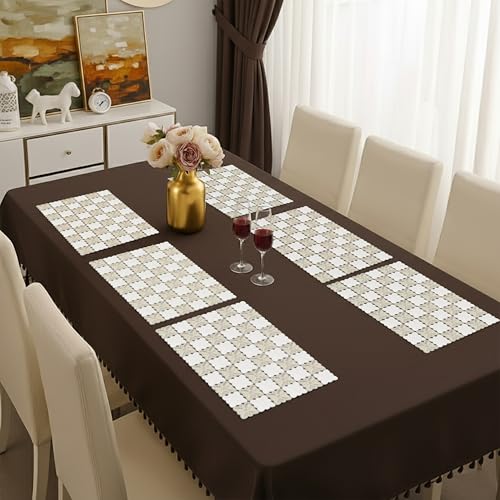 Image of Yellow Weaves 1 Pc PVC Table Placemat, Dining Table Mat, Stain Resistant, Anti-Skid, Waterproof, Washable, Dining, Kitchen, Restaurant Table Set Easy to Clean, Durable (Floral Golden)