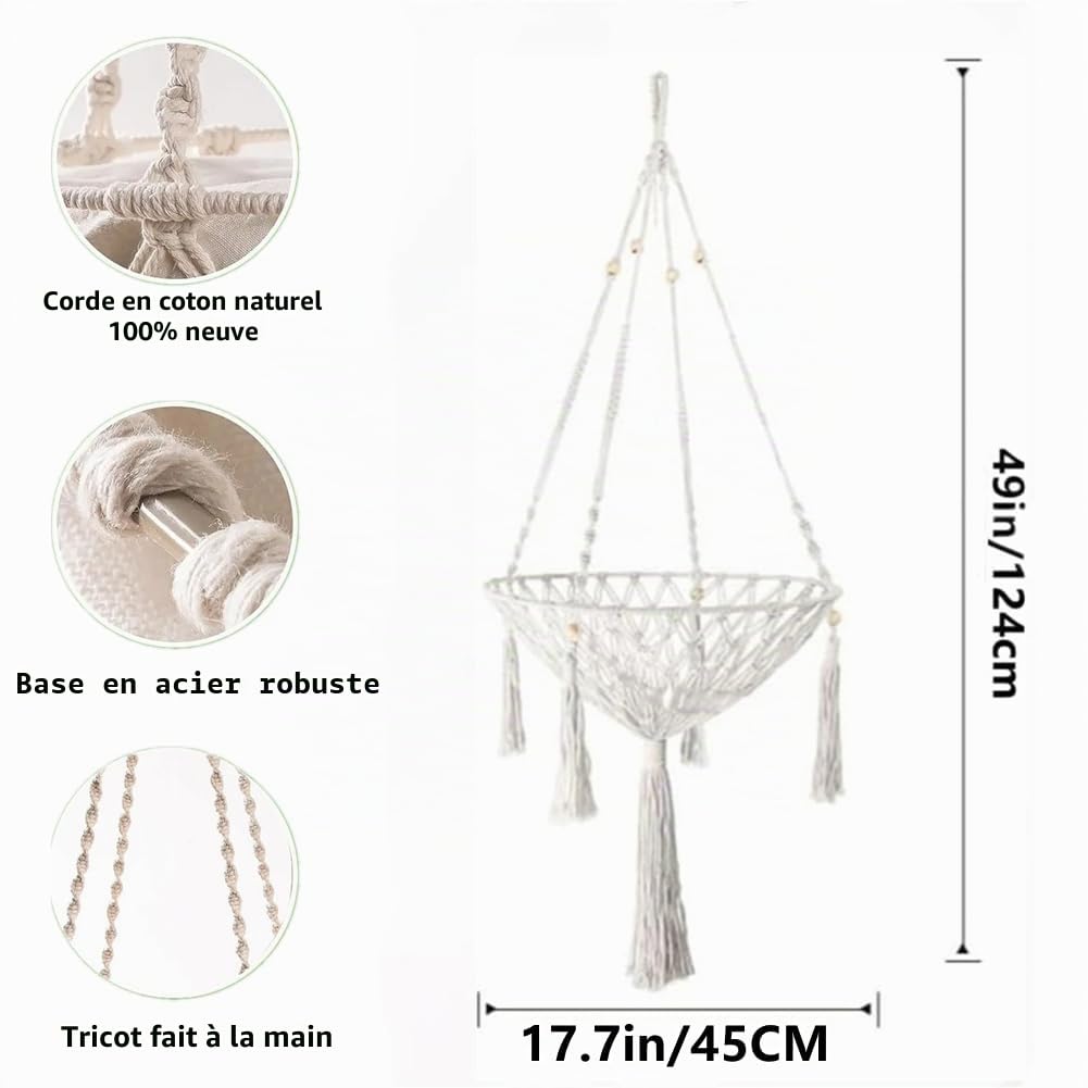 Hamac pour Chat - Lit Balançoire en Coton à Suspendre, Nid Tricoté pour Fenêtre, pour Dormir, Jouer, Escalader et Se Détendre