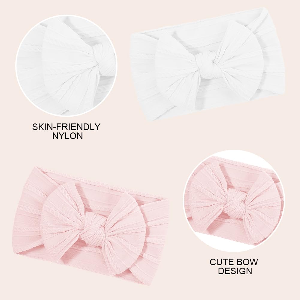 DiULi Diademas Bebé Niña 3 Colores Elástica Cintas Pelo Nylon Lactante Niño Pequeño Anchas Hairband Lazo Tela Conjunto 3pcs
