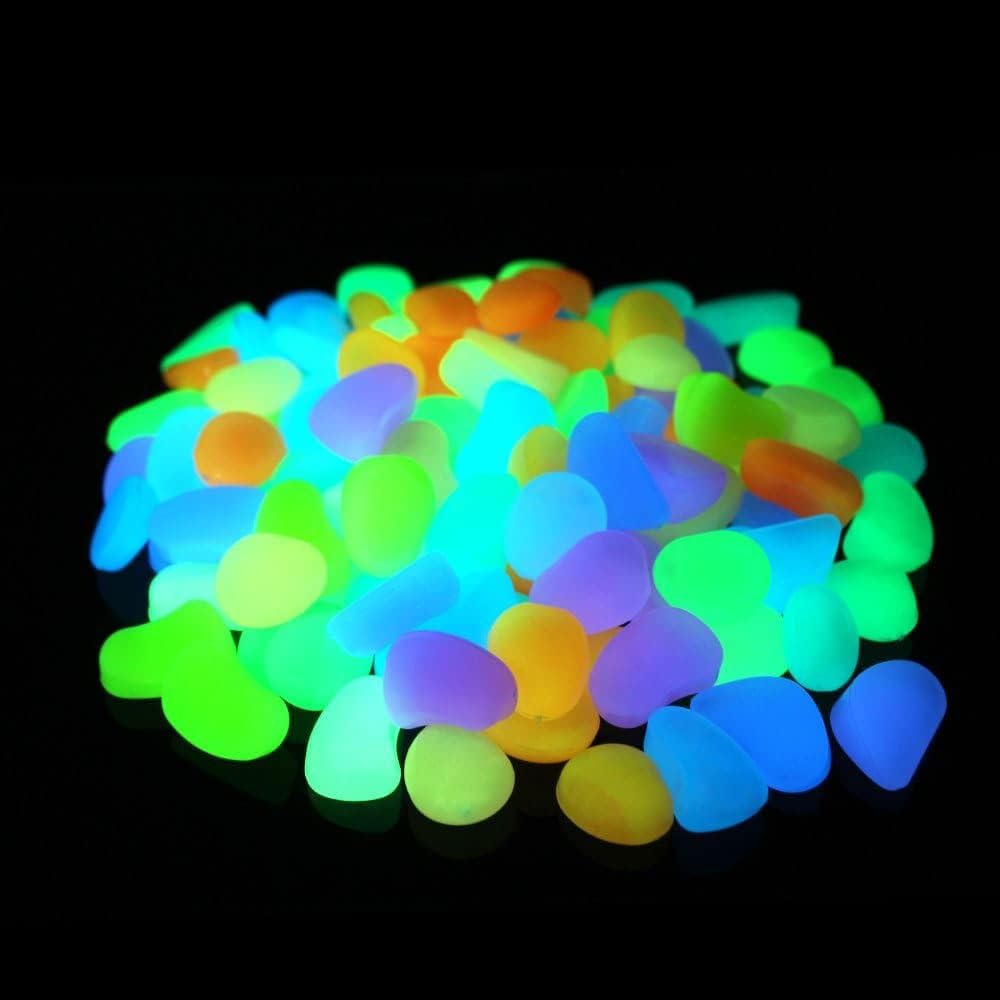 Krishnav Enterprise Glow Rocks, Mixed Color Glow Pebbles Luminous Stones for Fish Tank Aquarium, Yard Decor Garden Decoration for Backyard Pathway Lawn Powered by Light and Solar (100 Pieces) (B0CVND5Z2P) Amazon Price History, Amazon Price Tracker