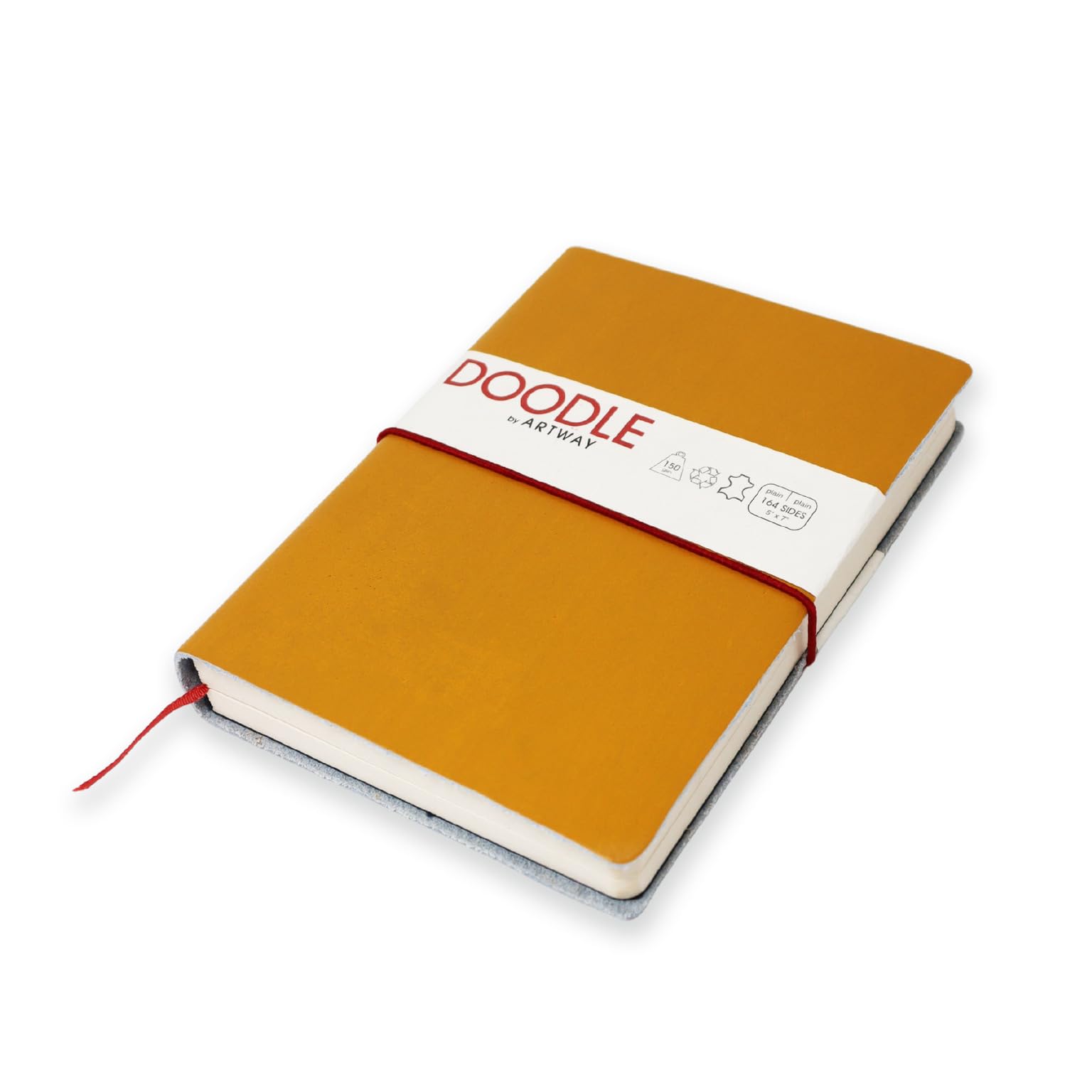 Artway Indigo Doodle - Mustard Yellow Leather Journal/Sketchbook - 175mm x 125mm - 82 pages/164 Sides of 150gsm Cartridge Paper