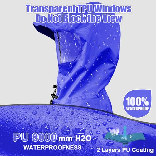 Image of Andake Waterproof Rain Poncho for Adults Unisex,230T Ripstop Polyester,Raincoat Gear with Transparent Viewing Window Outdoors