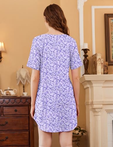 Image of Ekouaer Nightgowns for Women 3 Pack Sleep Shirts Short Sleeve Nightshirt Pullover Nightdress Soft Sleepwear