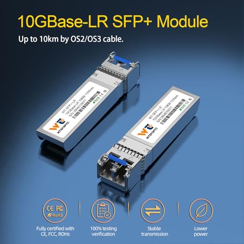 Image of 2 Pack 10G SFP+ LR Module, 10GBase-LR 1310nm Single-Mode Transceiver | up to 10km, SMF 10Gb Module for Data Centers, Enterprise Networking, Compatible with Cisco SFP-10G-LR, Mikrotik, Netgear