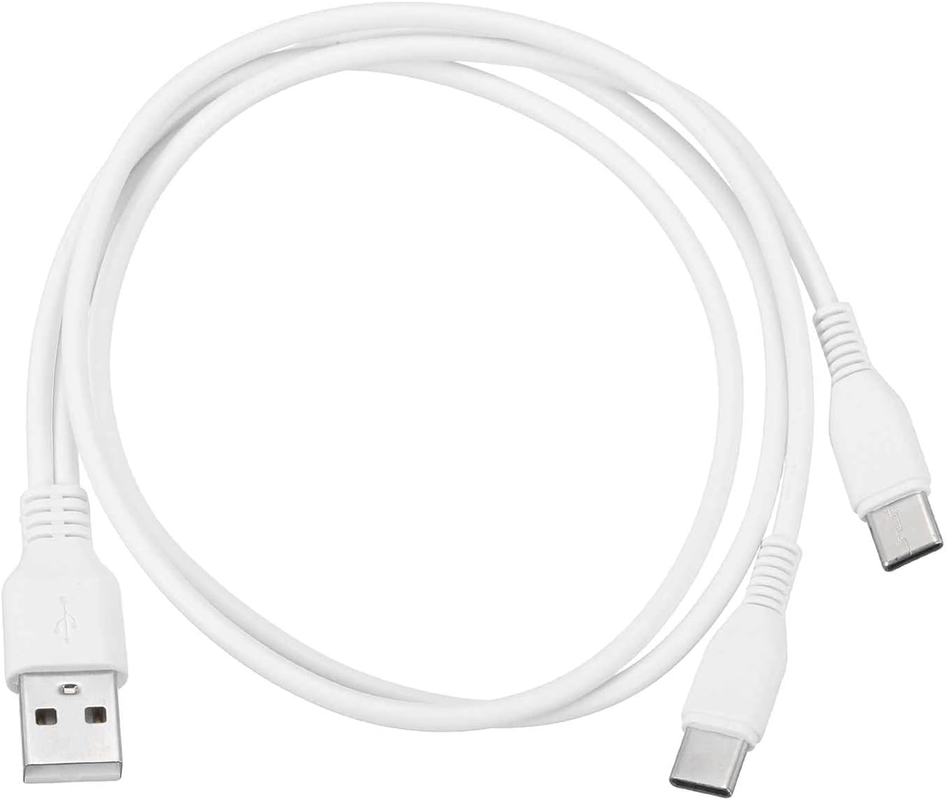 MECCANIXITY Multi USB A to 2 USB Type C 2 in 1 Splitter Charging Cable Cord 20 Inch for Phone Power Bank Tablet, 5V 2A, White