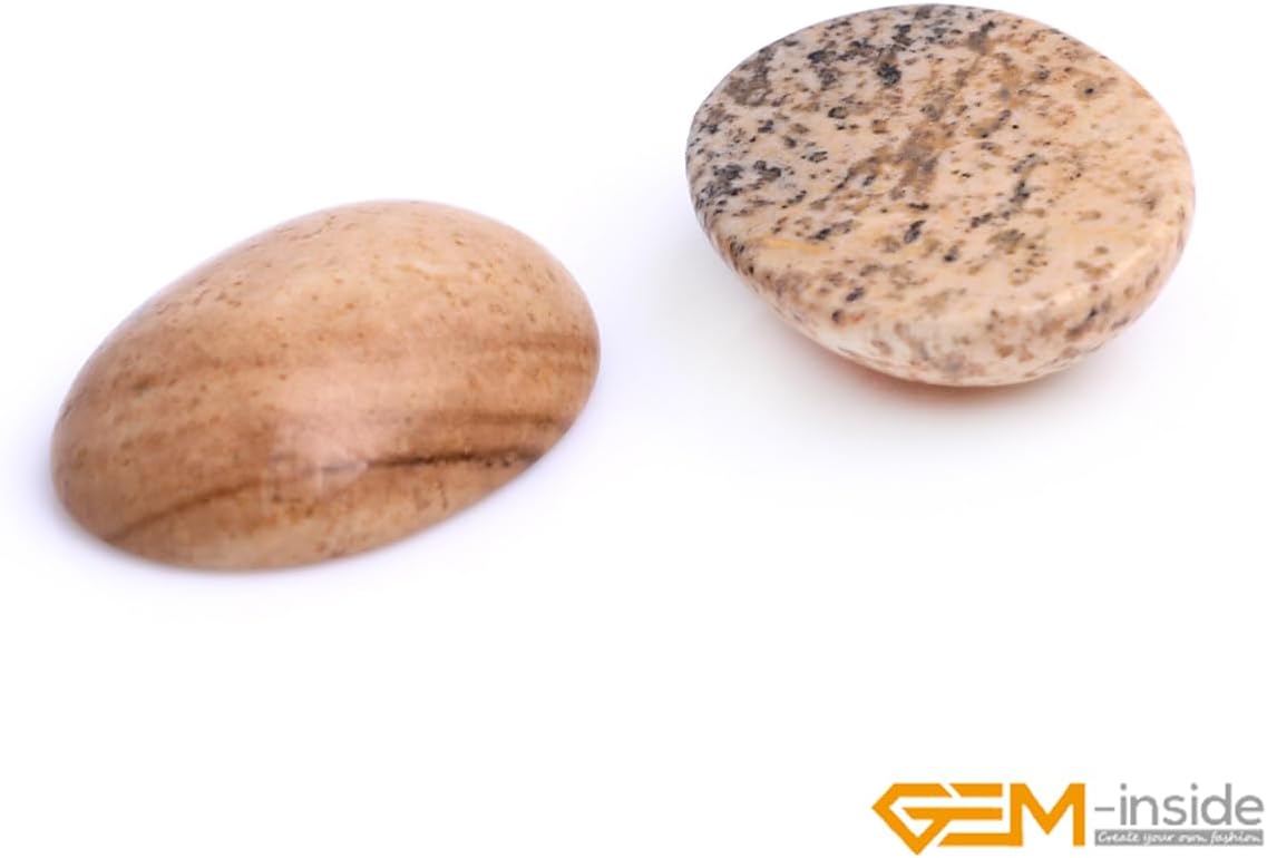 GEM-Inside Picture Jasper Gemstone Cabochon for Jewelry Crystal Flat Back Oval Semi Precious 5PCS 30x40mm CAB