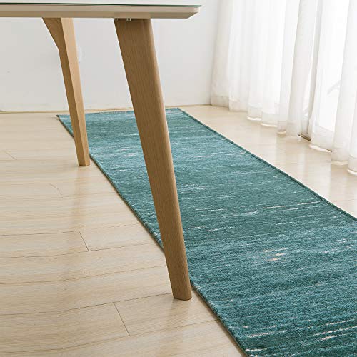 Hallway Runner Rugs Non Slip Machine Washable - Contemporary Modern Blue Stripe Abstract 2'3